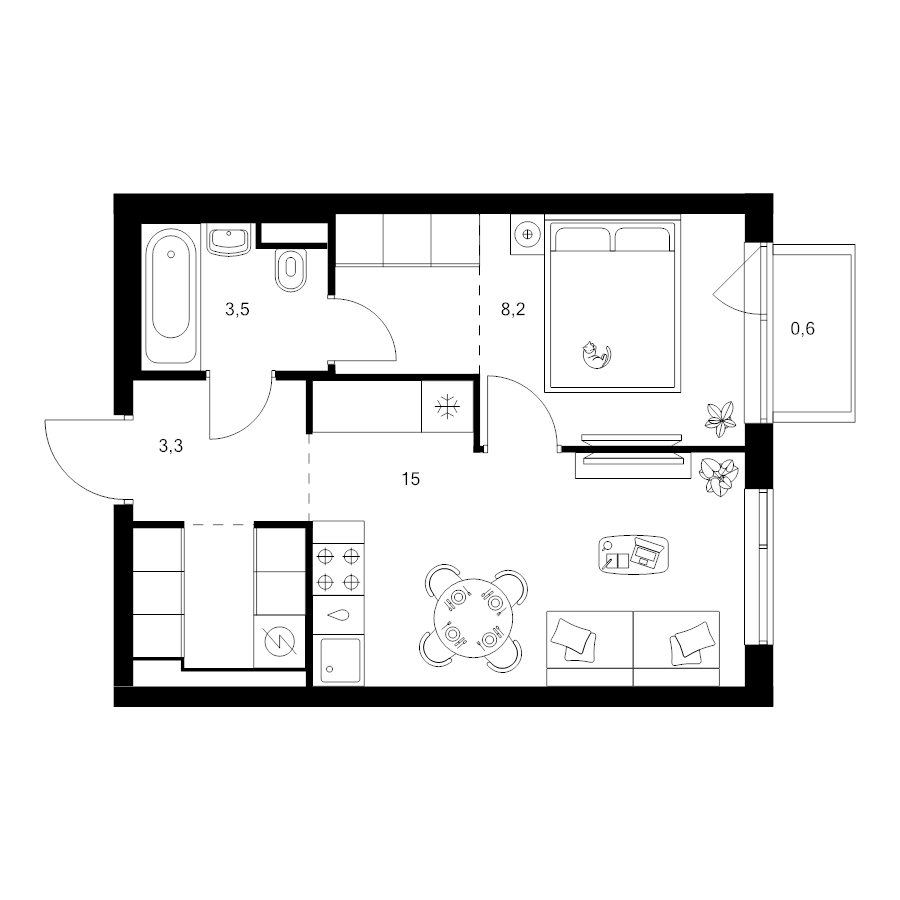 2 ккв (Евро) 36,9 м²