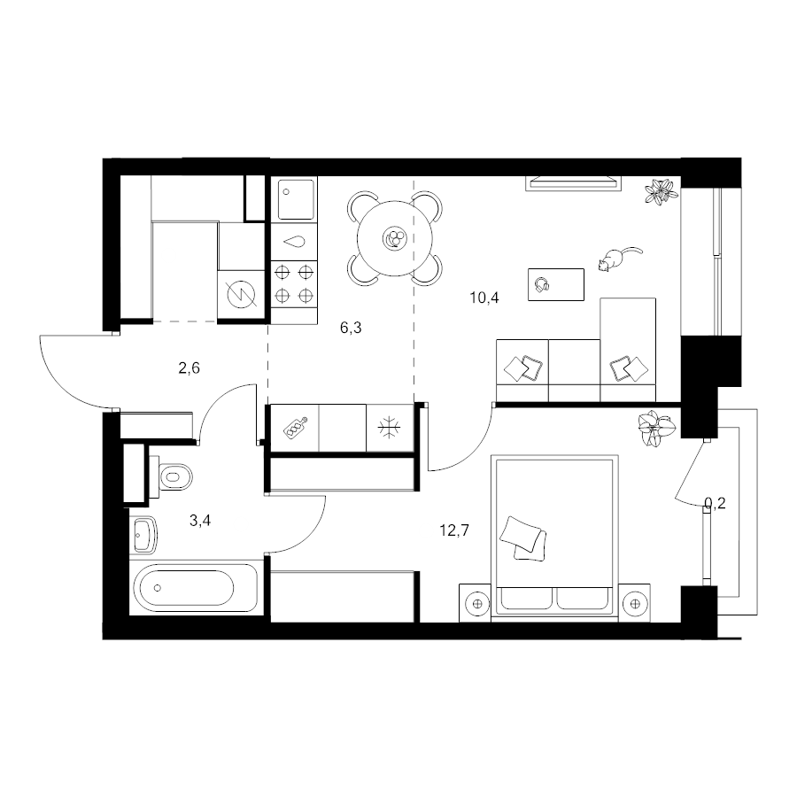 2 ккв (Евро) 38,7 м²