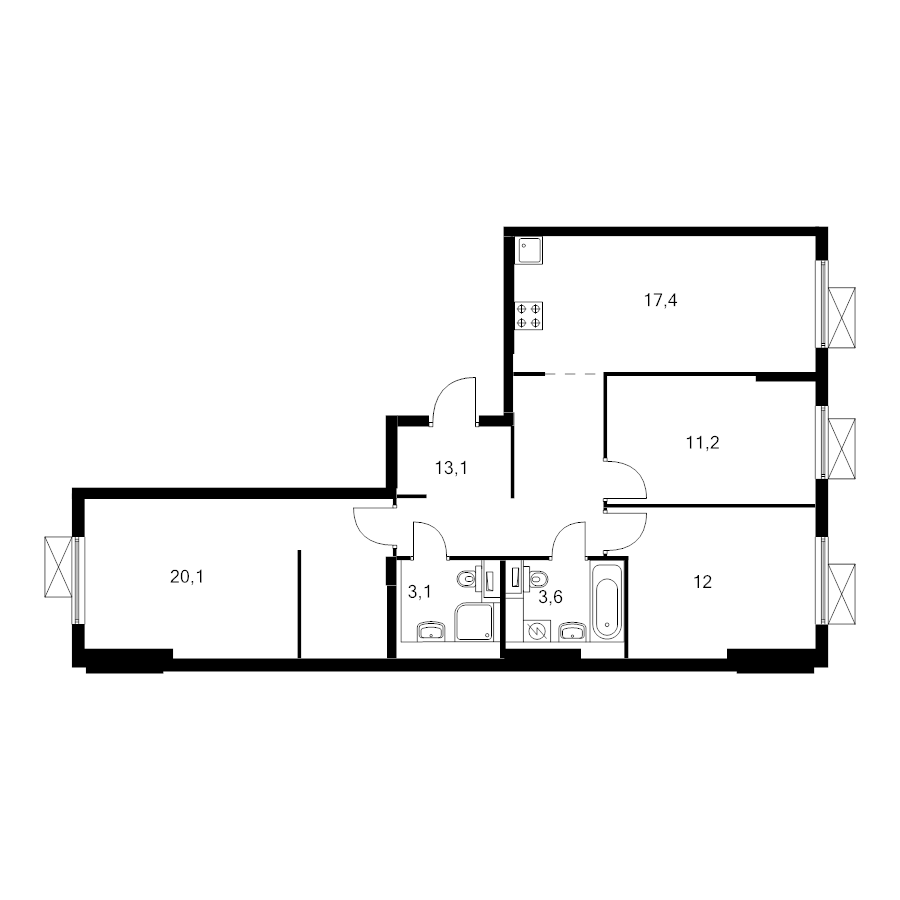 4 ккв (Евро) 79,3 м²