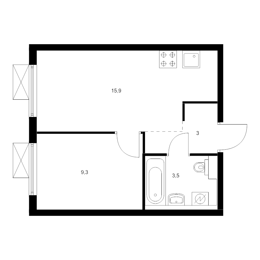 2 ккв (Евро) 31,7 м²