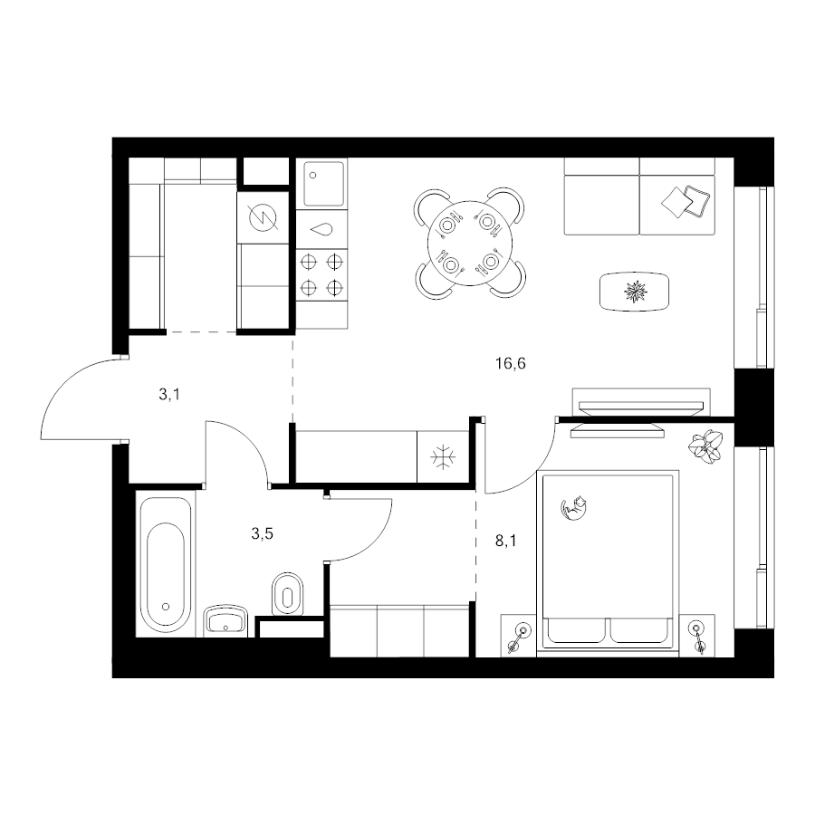 2 ккв (Евро) 37,9 м²