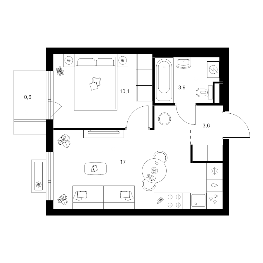 2 ккв (Евро) 35,2 м²