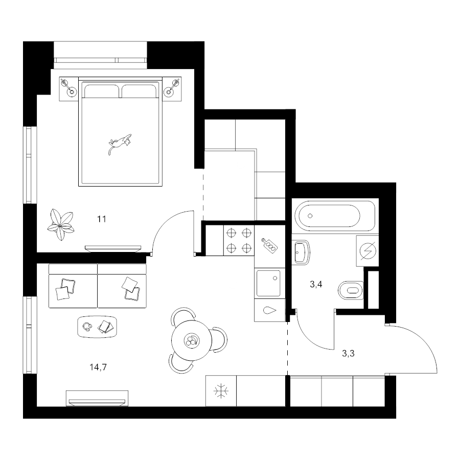 1 ккв 35,4 м²