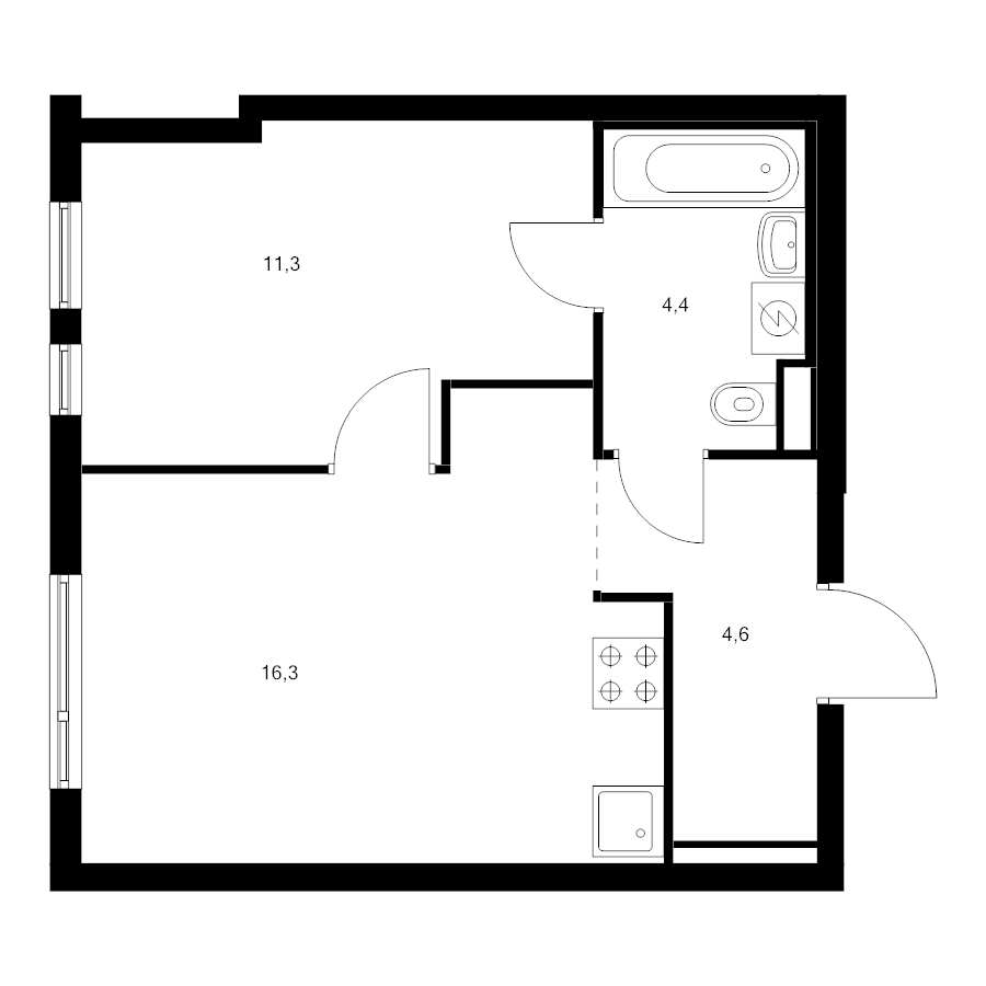 2 ккв (Евро) 36,6 м²