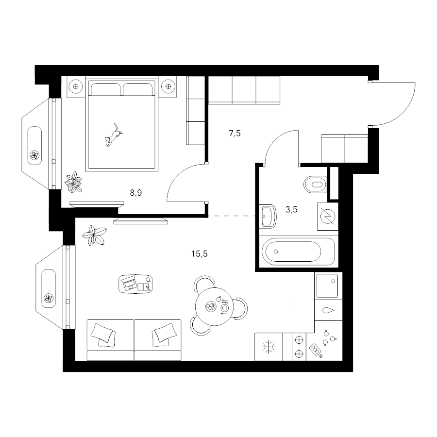 2 ккв (Евро) 35,4 м²