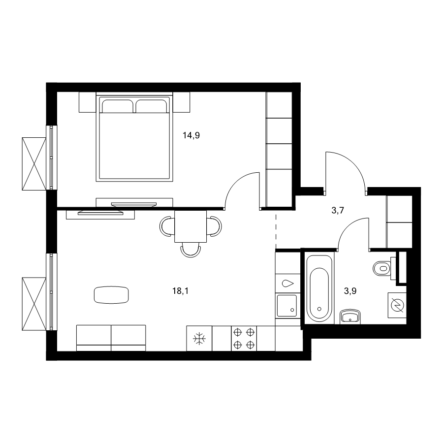 2 ккв (Евро) 40,6 м²