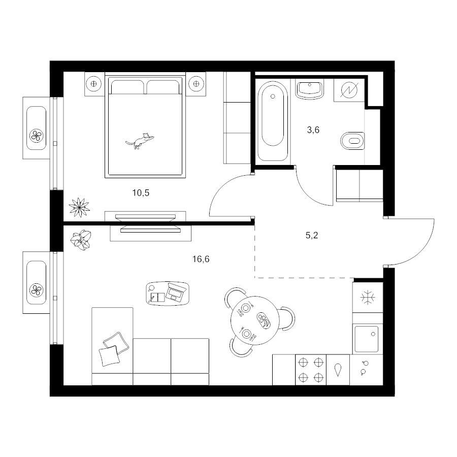 2 ккв (Евро) 35,9 м²