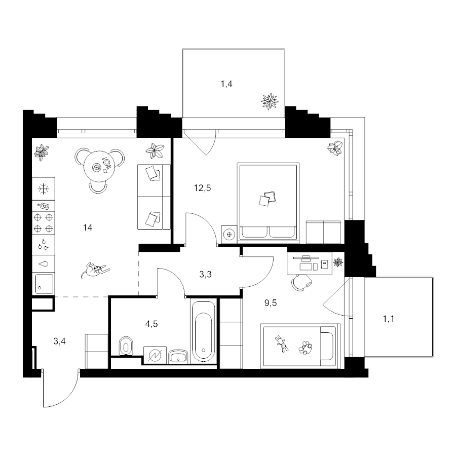 2 ккв 49,7 м²