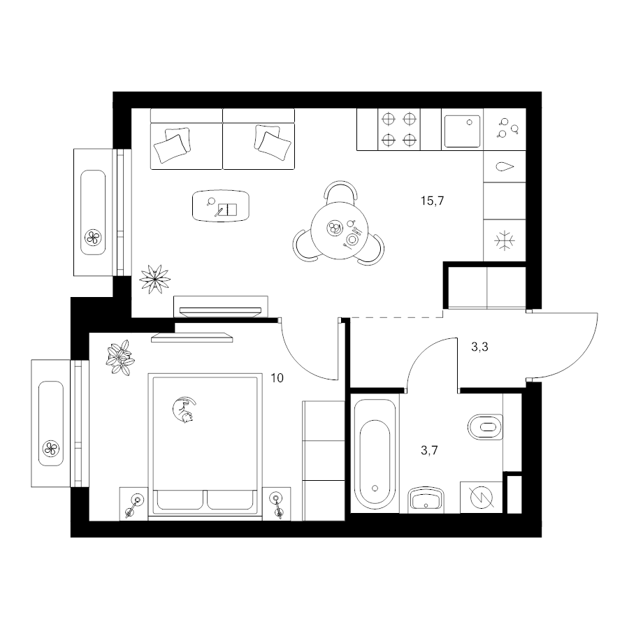 2 ккв (Евро) 32,7 м²