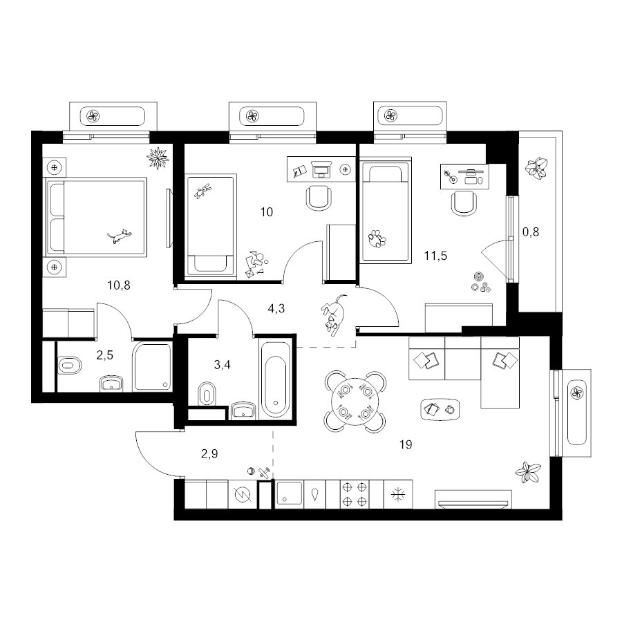 4 ккв (Евро) 65,2 м²