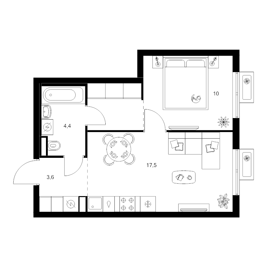 2 ккв (Евро) 39,4 м²