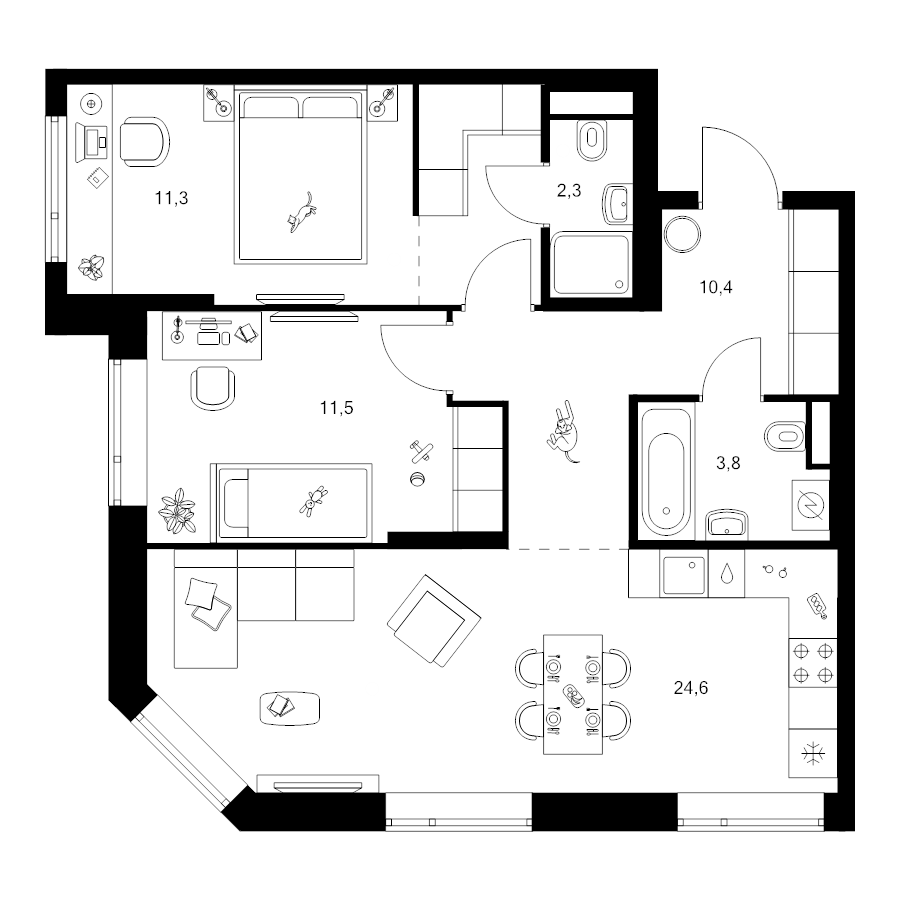3 ккв (Евро) 68,1 м²