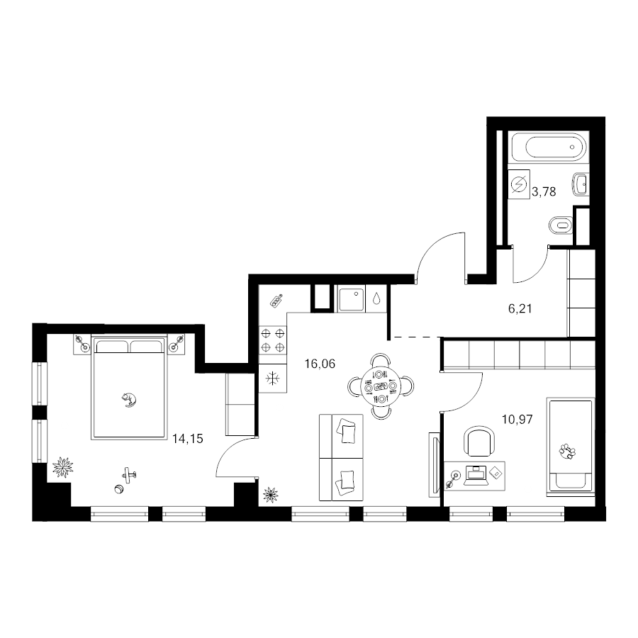 3 ккв (Евро) 49,8 м²