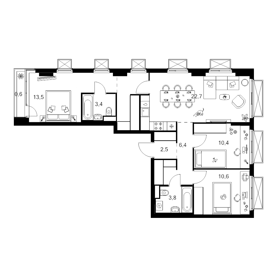4 ккв (Евро) 79,9 м²