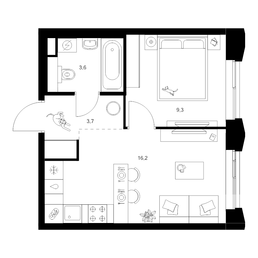 2 ккв (Евро) 32,8 м²