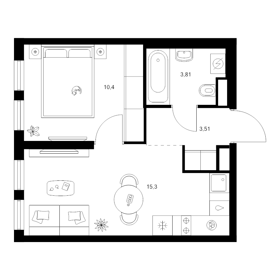 2 ккв (Евро) 33 м²
