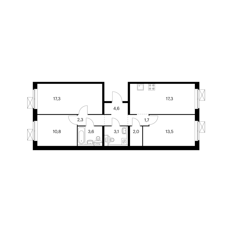 4 ккв (Евро) 76,3 м²