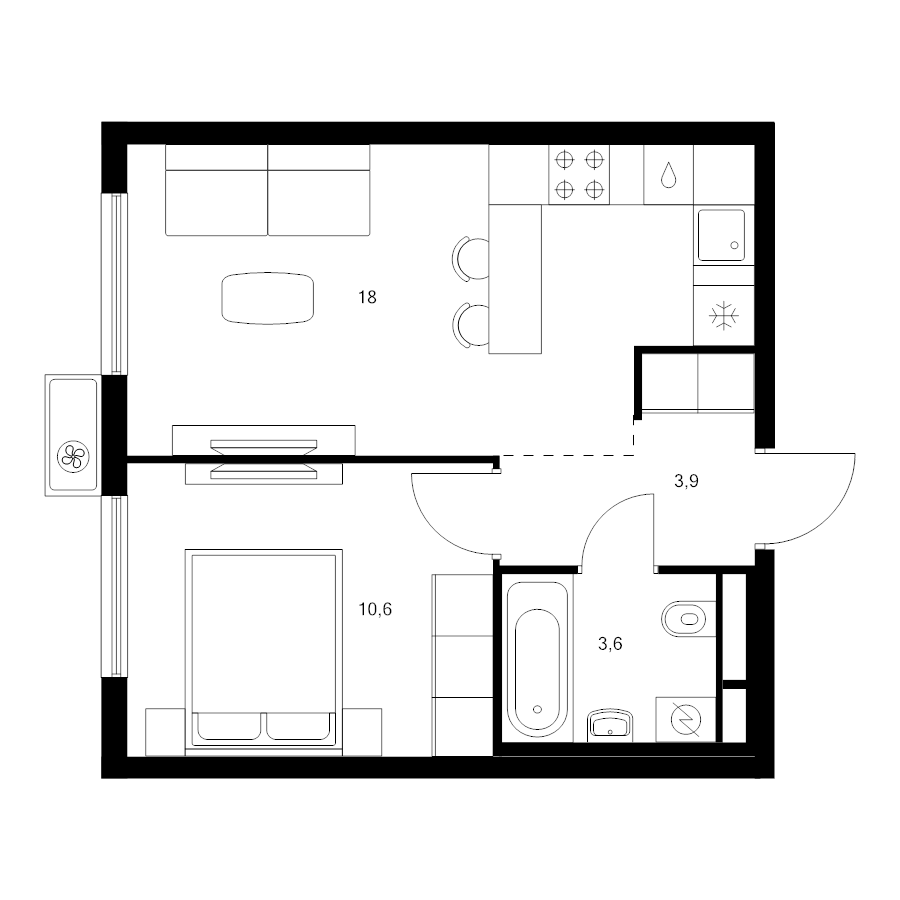 2 ккв (Евро) 36,1 м²