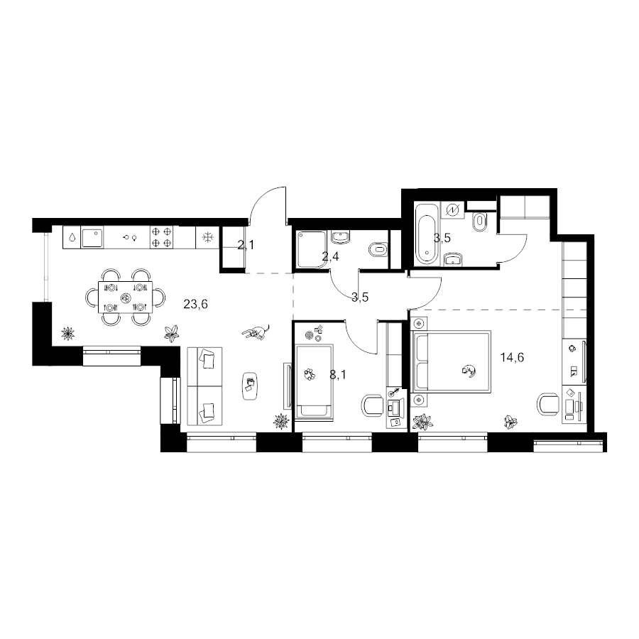 3 ккв (Евро) 65,7 м²