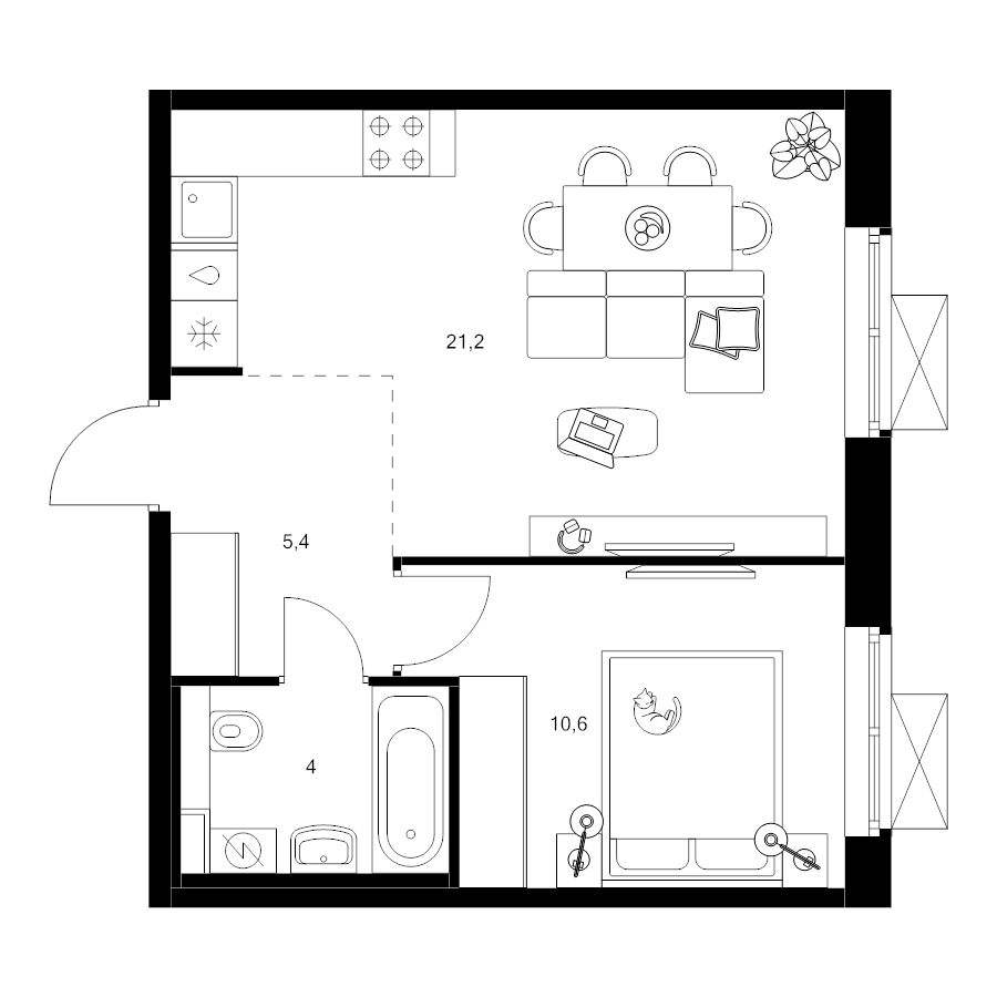 2 ккв (Евро) 40,9 м²