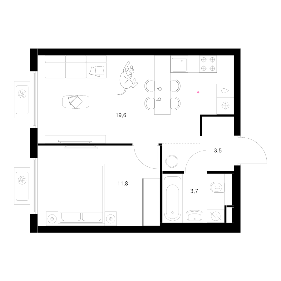 2 ккв (Евро) 38,6 м²