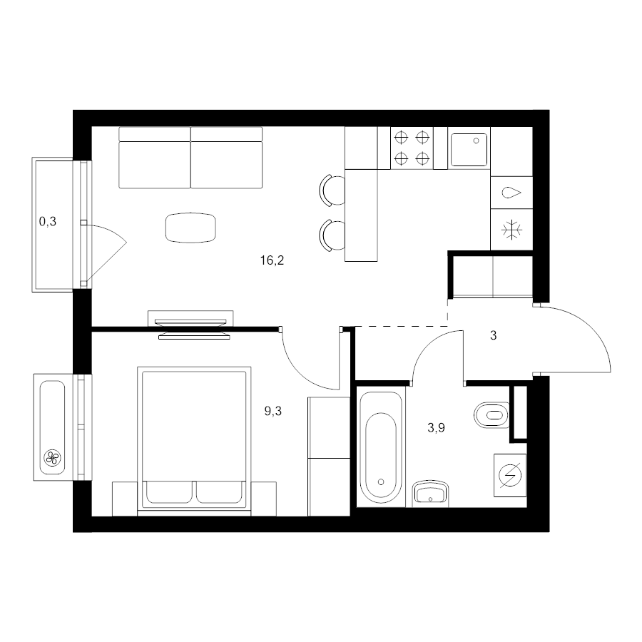 2 ккв (Евро) 32,7 м²