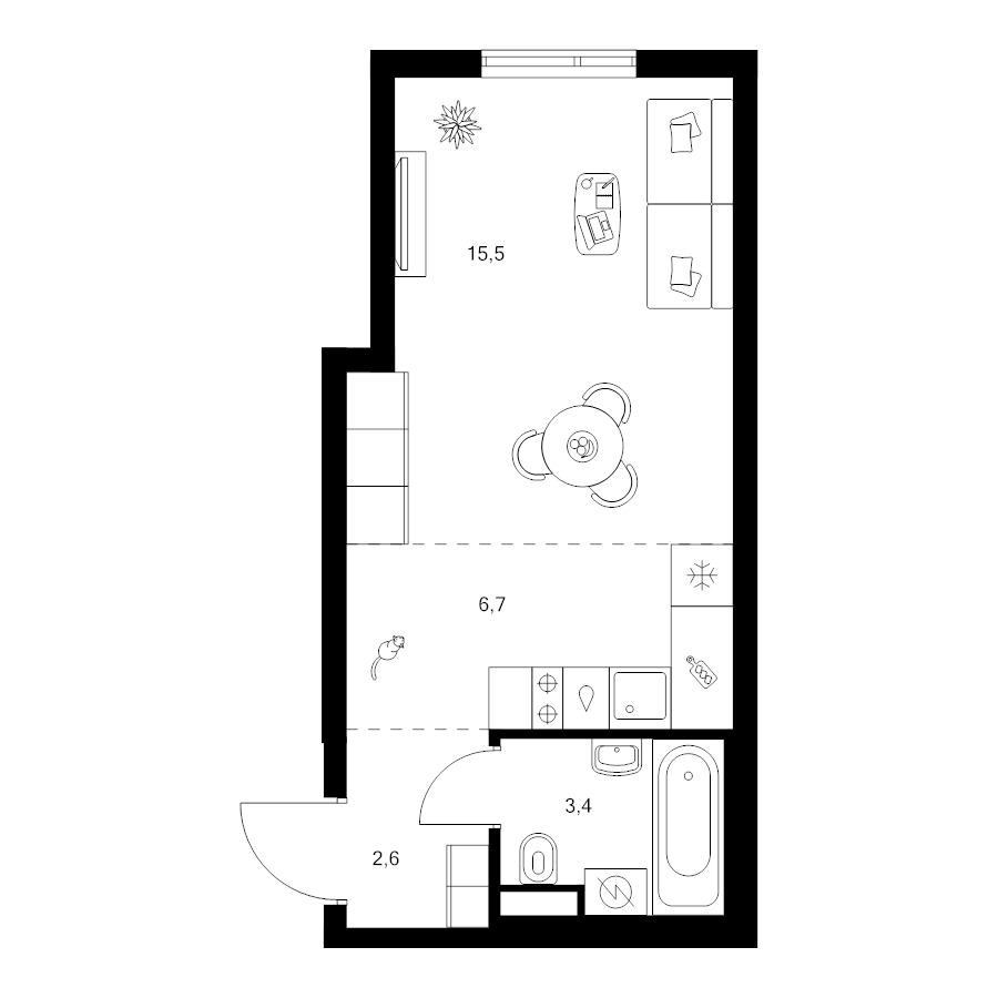 Студия 28,2 м²