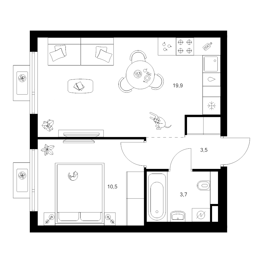 2 ккв (Евро) 37,6 м²