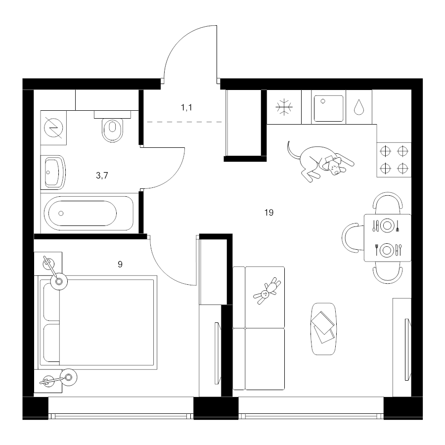 2 ккв (Евро) 32,8 м²