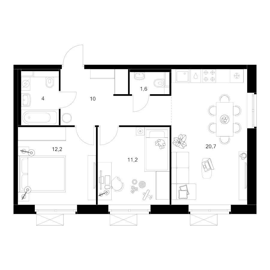 3 ккв (Евро) 60,5 м²