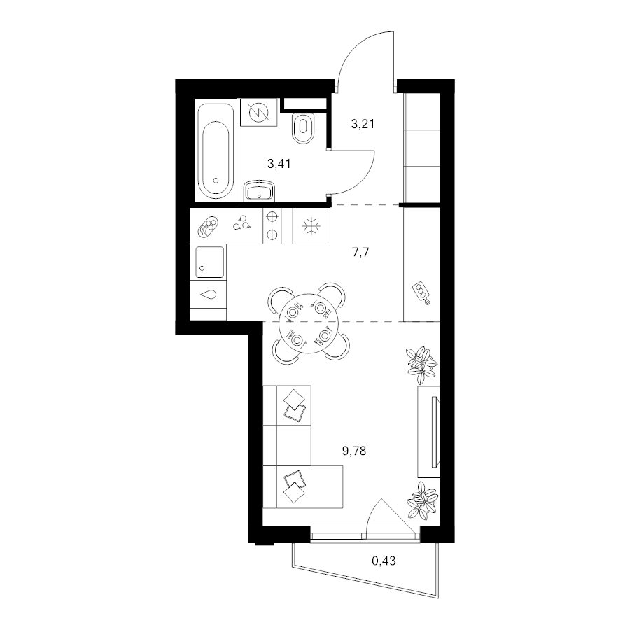 Студия 24,5 м²