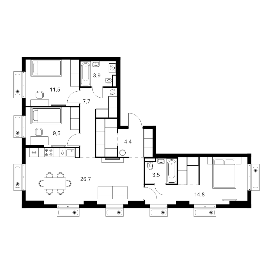 4 ккв (Евро) 88,4 м²