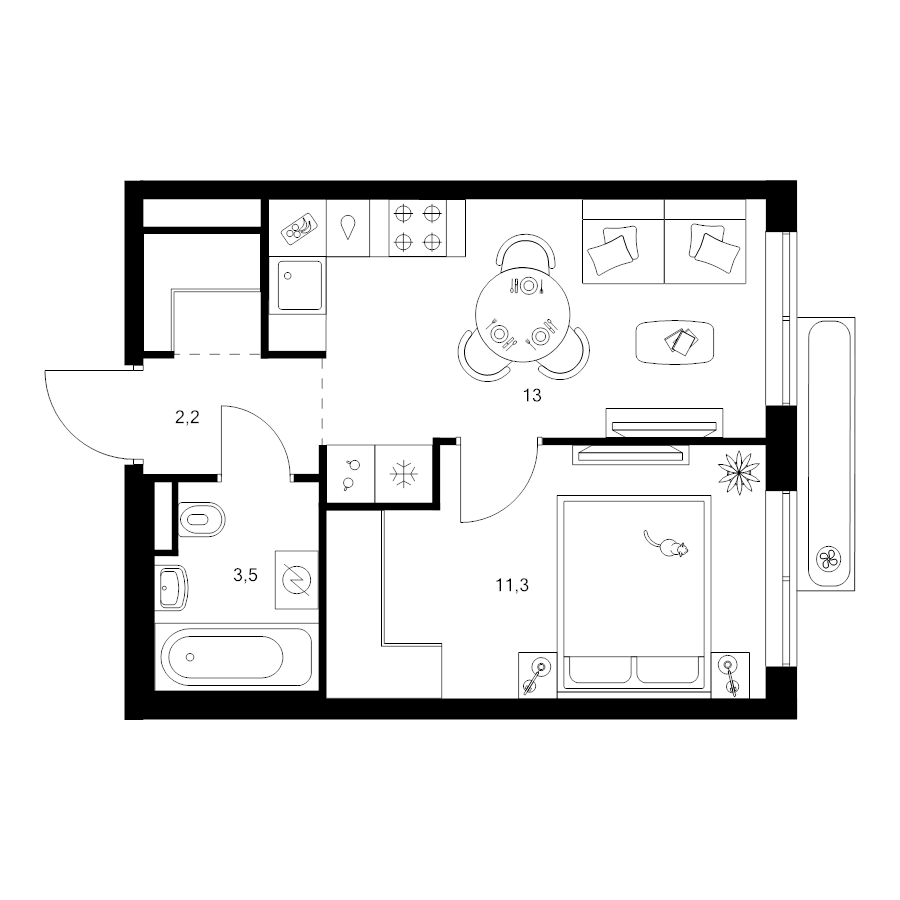1 ккв 31,5 м²