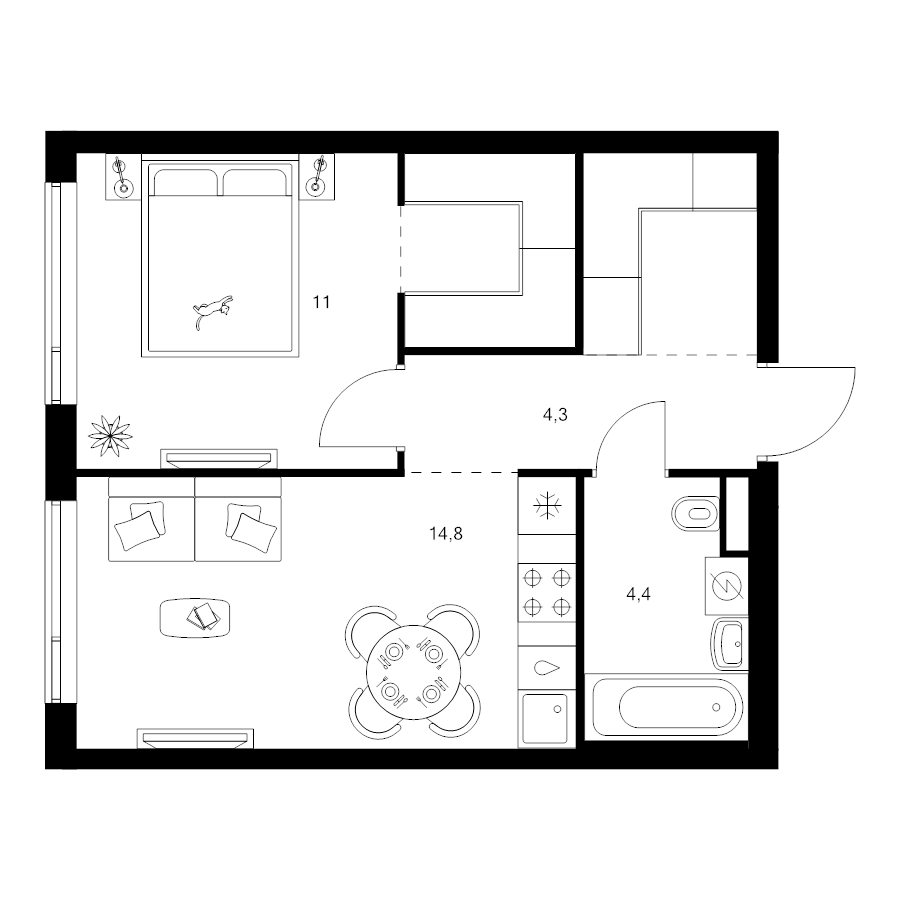 1 ккв 41,9 м²