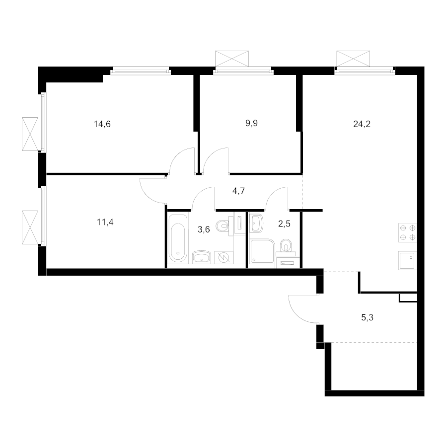 4 ккв (Евро) 79,3 м²