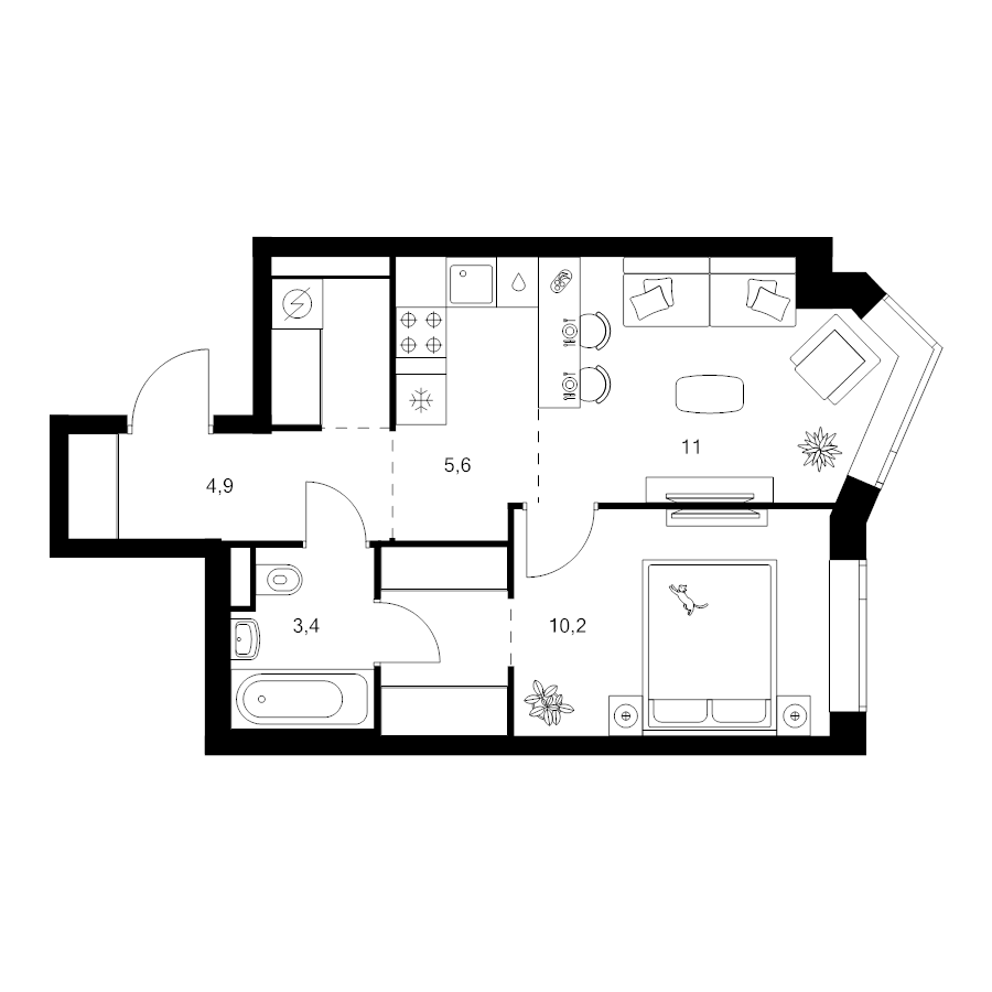 2 ккв (Евро) 40,8 м²