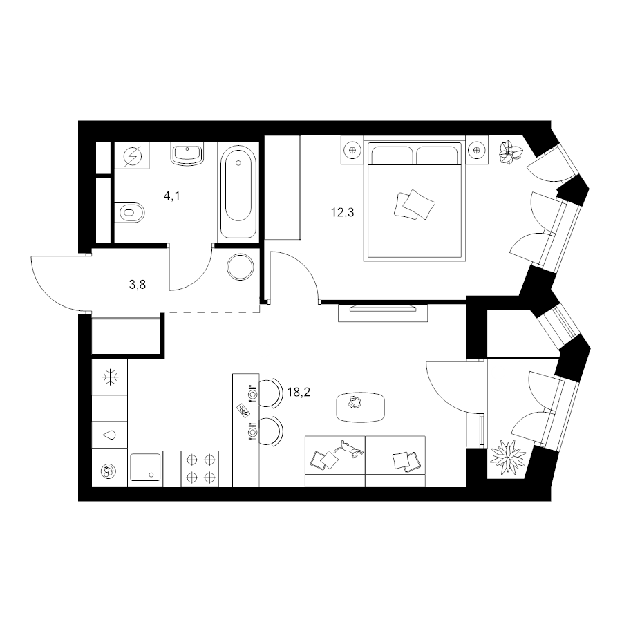 2 ккв (Евро) 39,3 м²