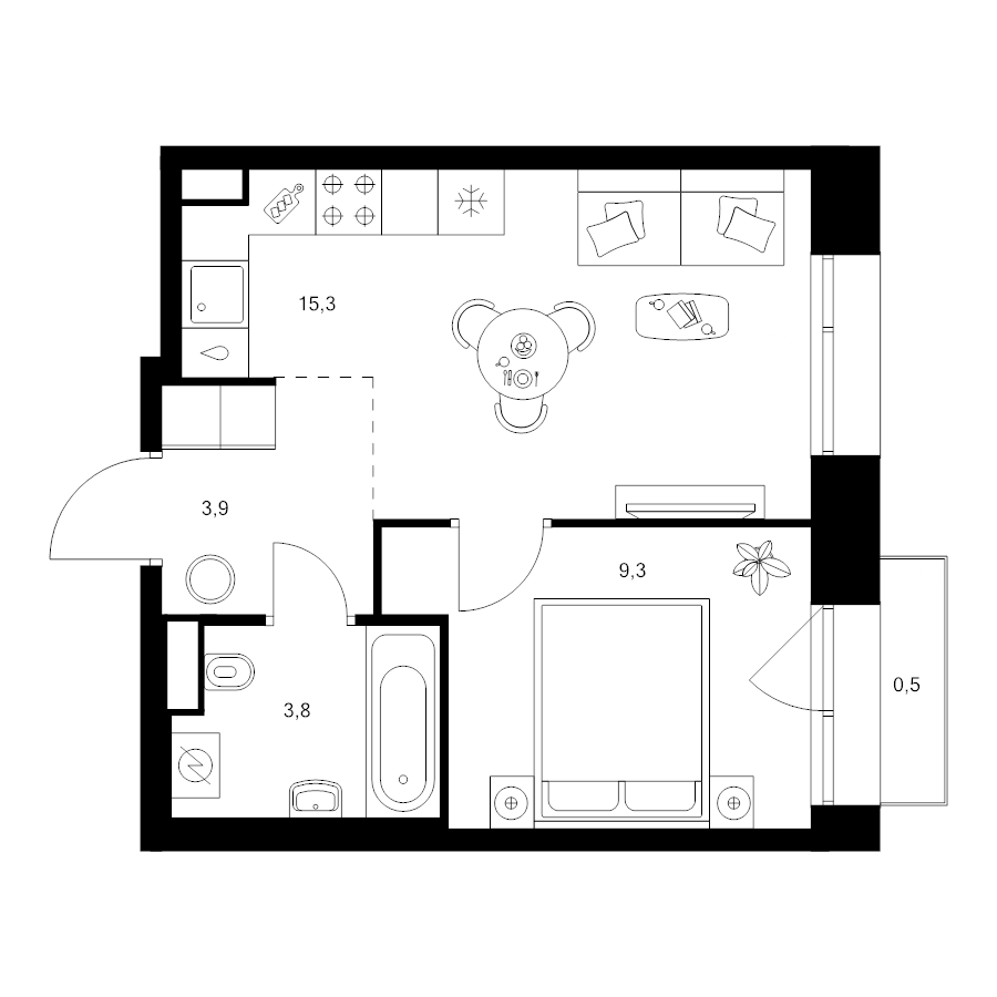 1 ккв 32,8 м²