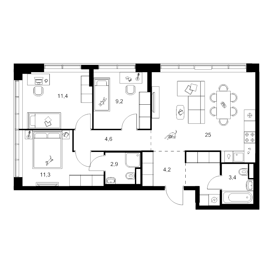 4 ккв (Евро) 76,5 м²
