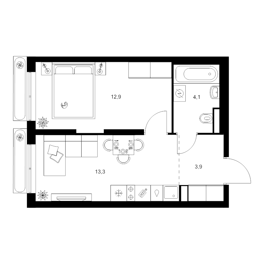 1 ккв 34,2 м²