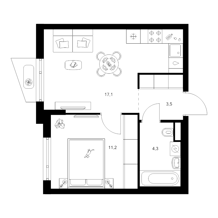 2 ккв (Евро) 36,1 м²