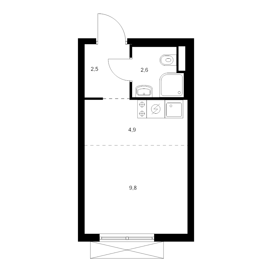 Студия 19,8 м²
