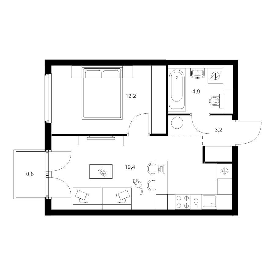 2 ккв (Евро) 40,3 м²