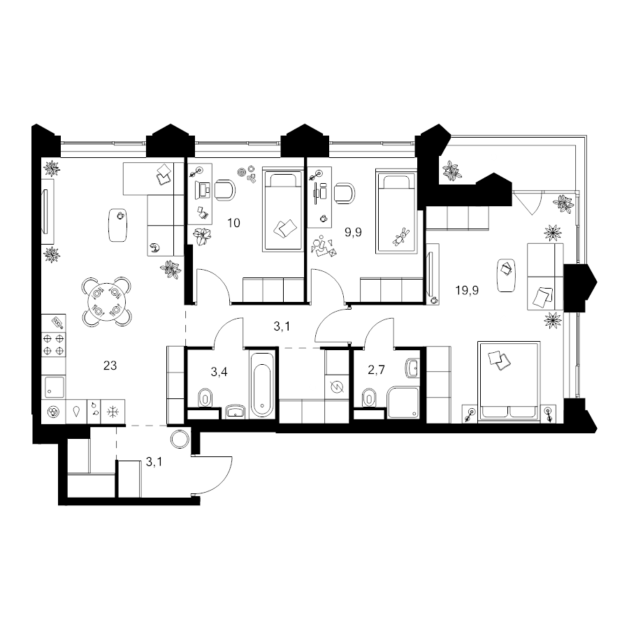 4 ккв (Евро) 82,3 м²