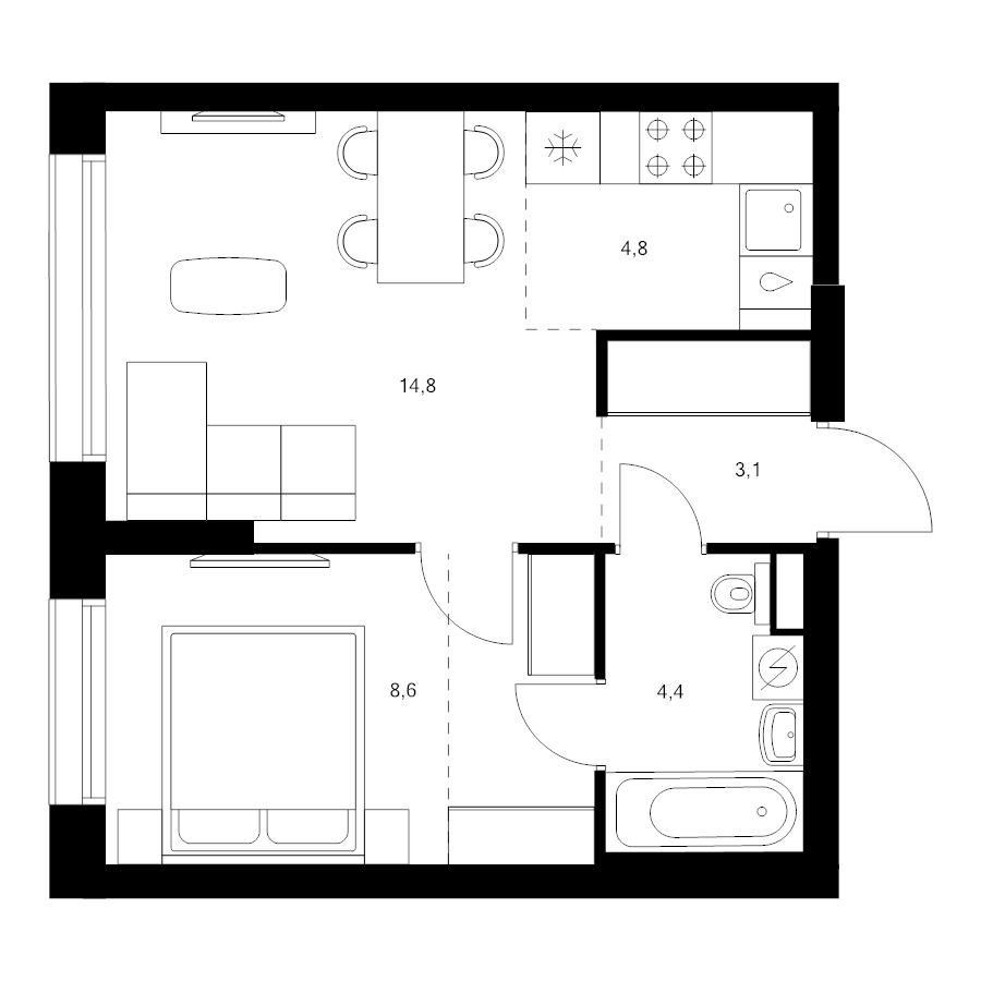 2 ккв (Евро) 39,2 м²
