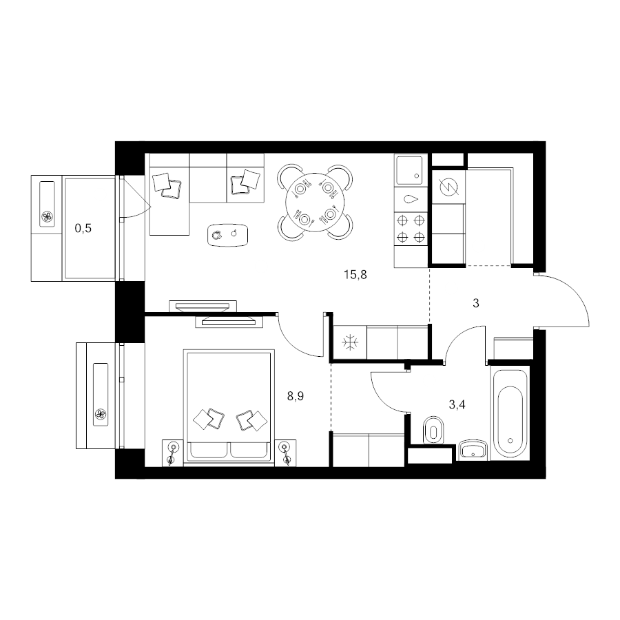 2 ккв (Евро) 37,5 м²