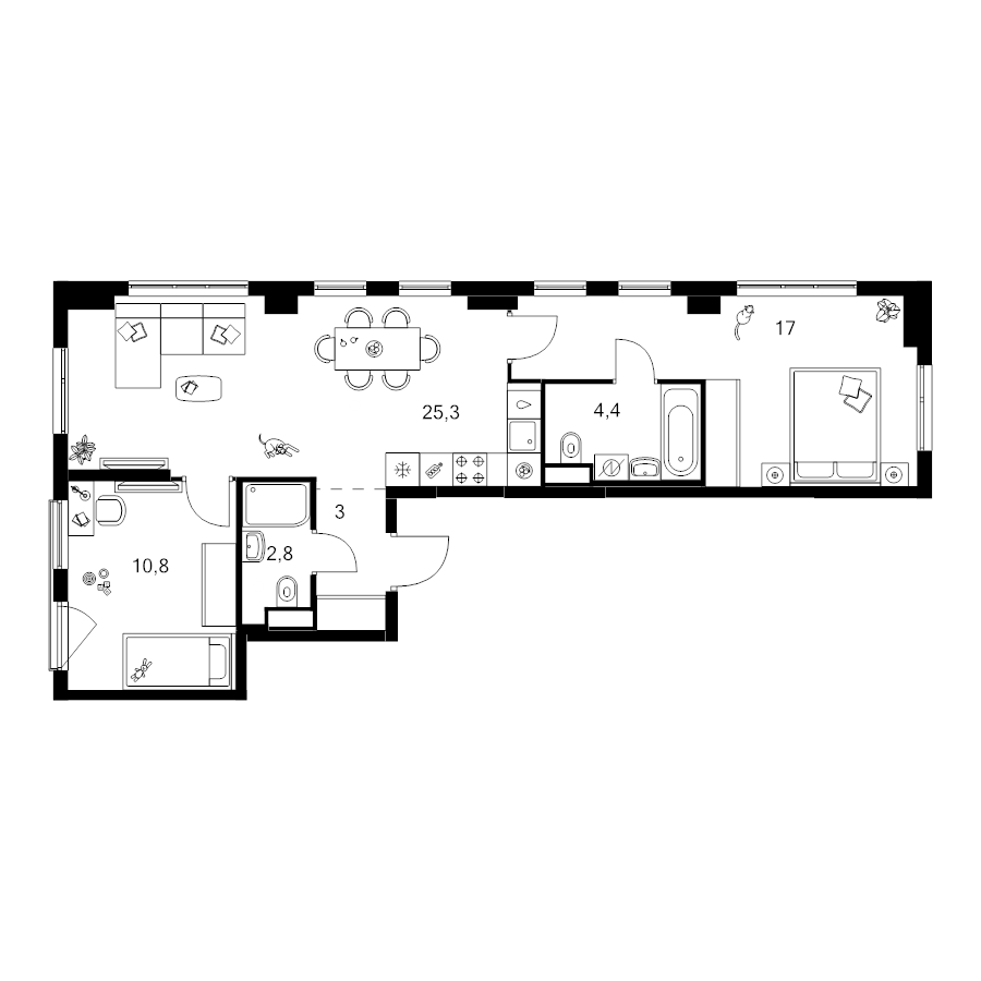 3 ккв (Евро) 63,3 м²
