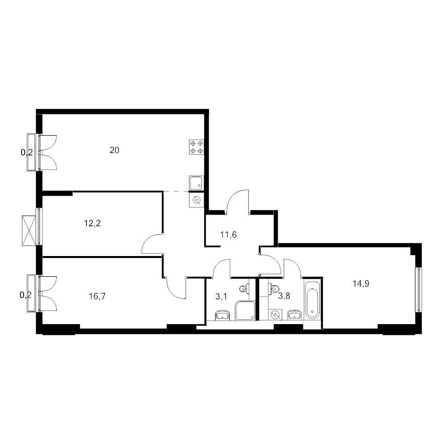 4 ккв (Евро) 82,3 м²