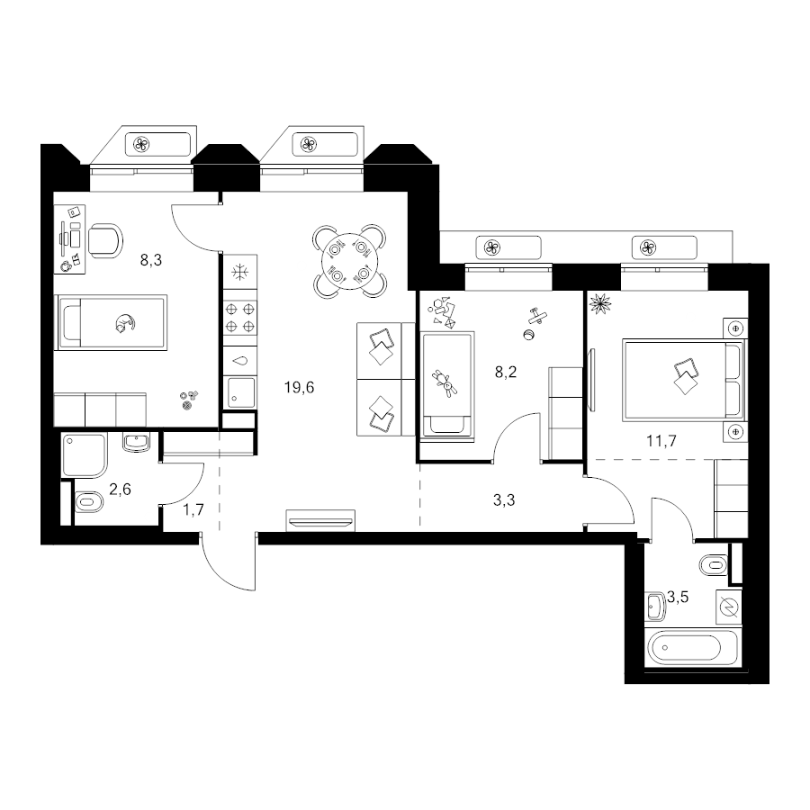 4 ккв (Евро) 62,6 м²