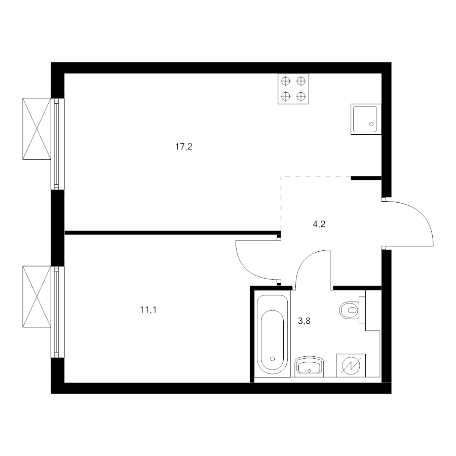 2 ккв (Евро) 35,4 м²